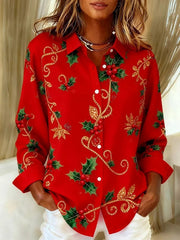 Women's Vintage Christmas Printed Shirt