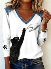Women's Cat Lover V-Neck T-Shirts
