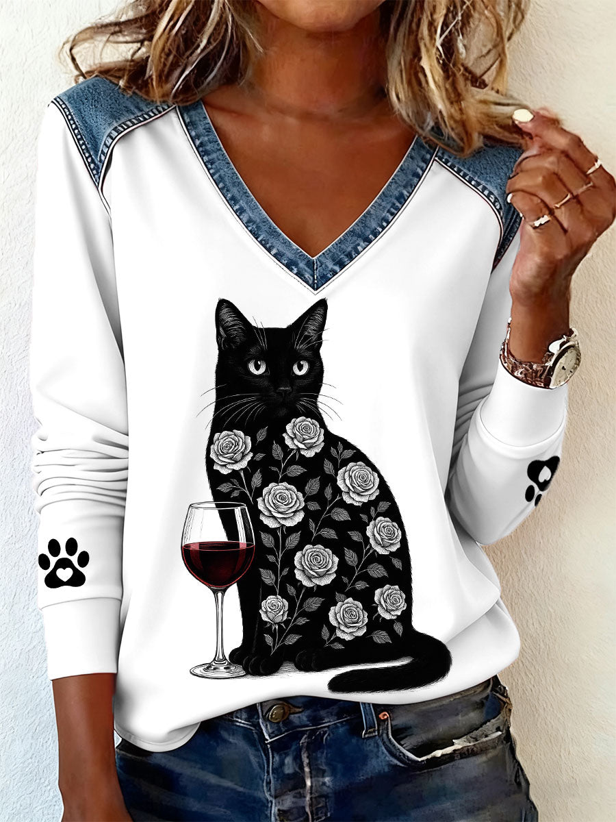 Women's Cat Lover V-Neck T-Shirts