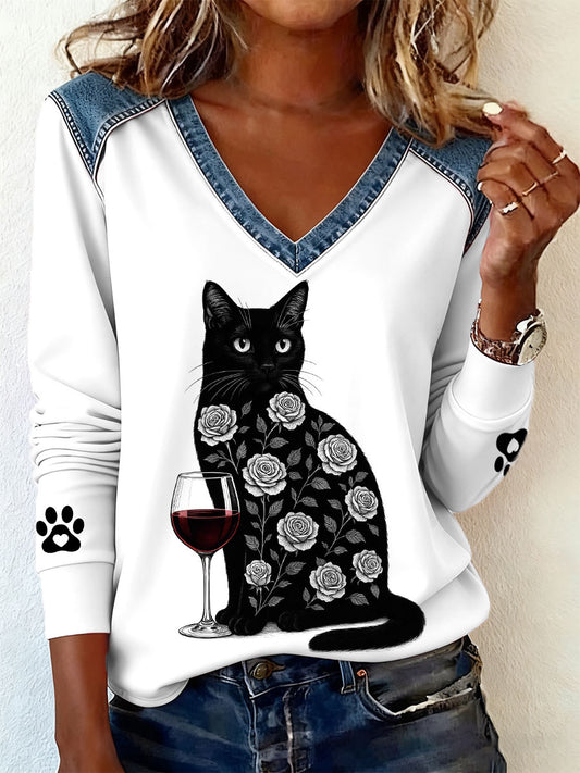 Women's Cat Lover V-Neck T-Shirts