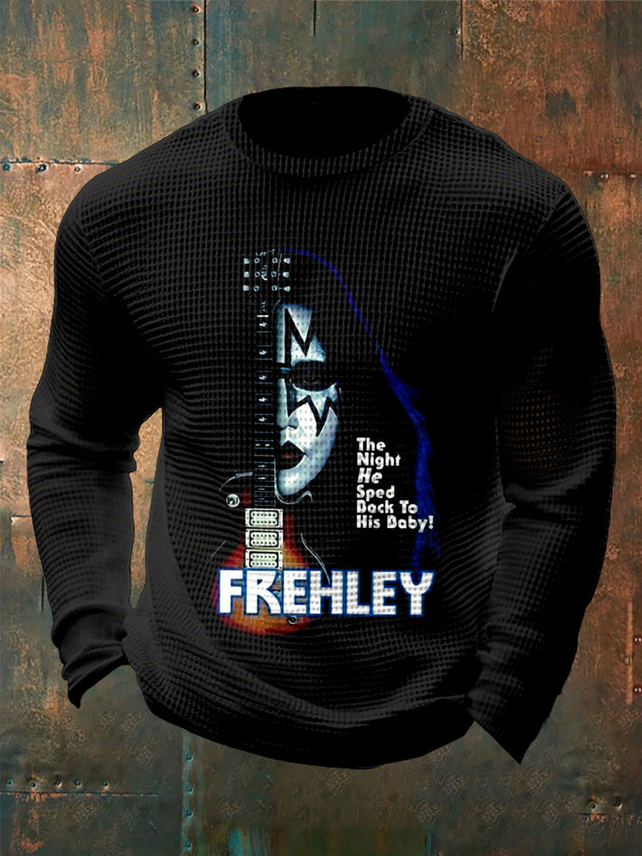 Men's Rock Band Printed Waffle Long Sleeve T-Shirt