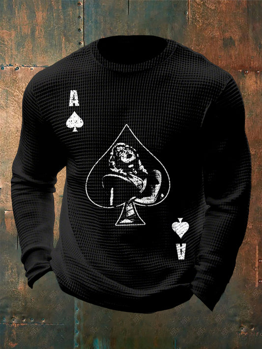 Men's Rock Band Printed Waffle Long Sleeve T-Shirt