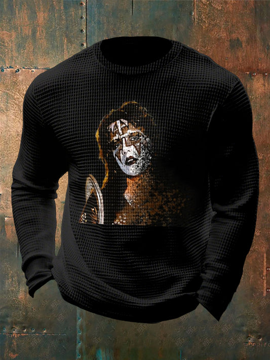 Men's Rock Band Printed Waffle Long Sleeve T-Shirt