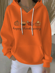 Women's Thanksgiving Print Casual Hoodie