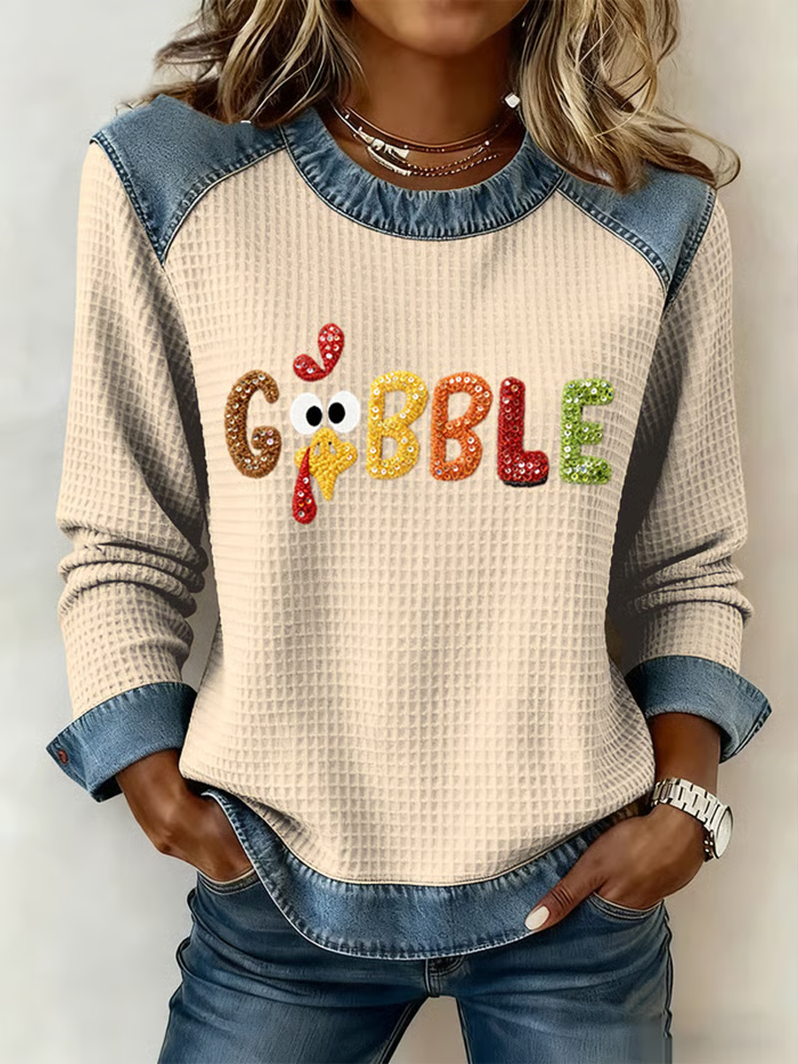 Women's Autumn Thanksgiving Retro Print Casual Sweatshirt
