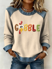 Women's Autumn Thanksgiving Retro Print Casual Sweatshirt