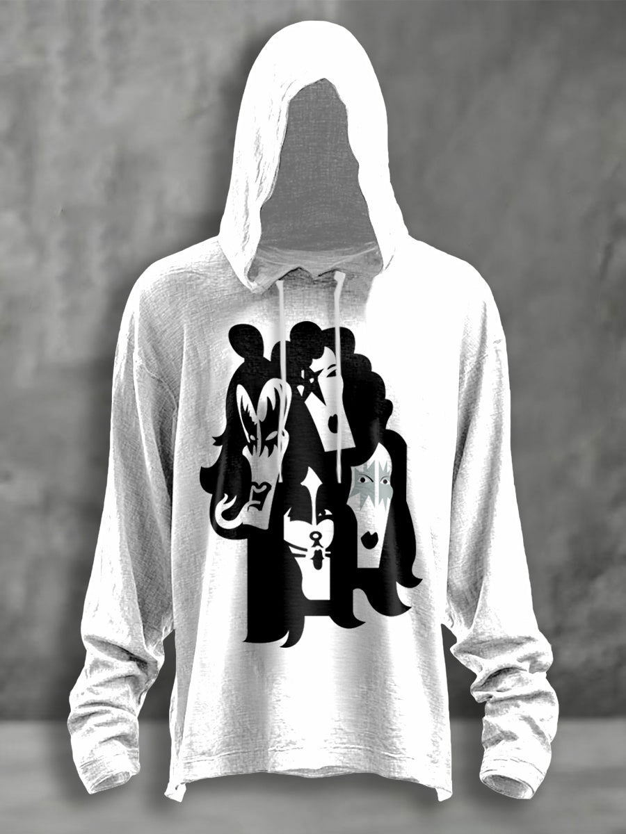 Mne's Rock Band Print Casual Hoodie