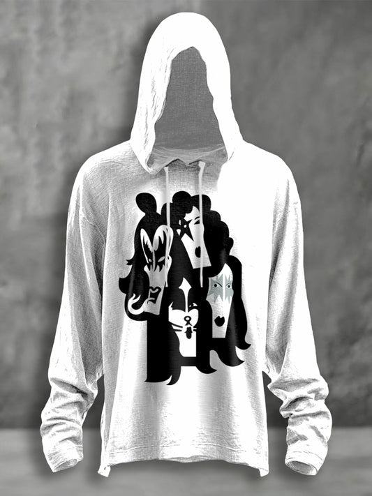 Mne's Rock Band Print Casual Hoodie