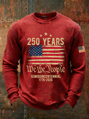 Men's United States 250 Years Waffle Print Casual T-Shirt