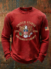 Men's United States 250 Years Waffle Print Casual T-Shirt