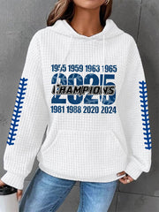 Women's Baseball Still Champions 2025 Print Casual Waffle Hoodie