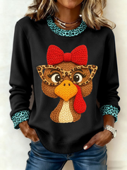 Women's Thanksgiving Print Crew Neck Sweatshirt