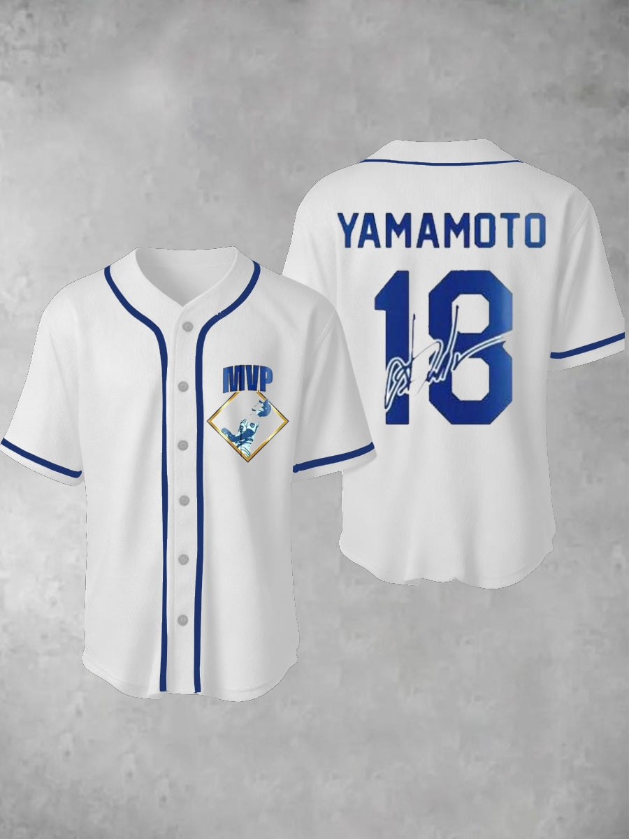 Men's Los Angeles Dodgers Yohji Yamamoto MVP World Series Champion 2025 Reversible Baseball Short Sleeve Shirt