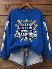 Women's Back To Back World Champions Baseball Print Regular Sweatshirt