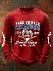 Men's Baseball Print Waffle Long Sleeve T-Shirt