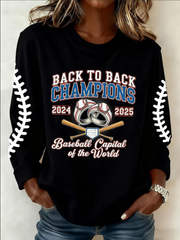 Women's Baseball Print Regular Sweatshirt