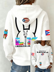 Women's Funny Bunny Football Music Lover Printed Hoodie