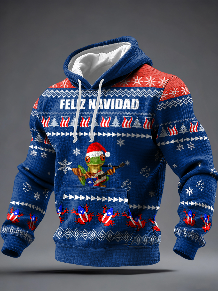 Men's Christmas Puerto Rico Printed Hoodie