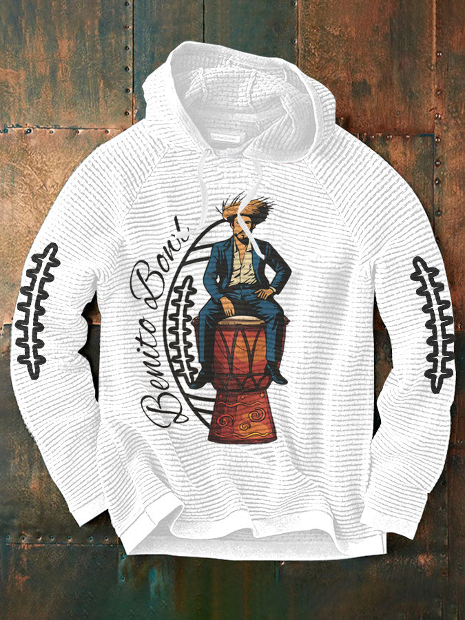 Men's Funny Bunny Football Music Lover Printed Hoodie