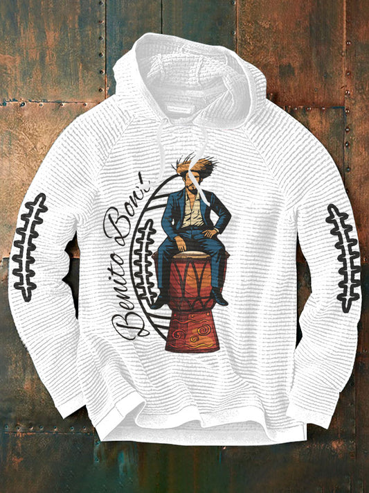 Men's Funny Bunny Football Music Lover Printed Hoodie