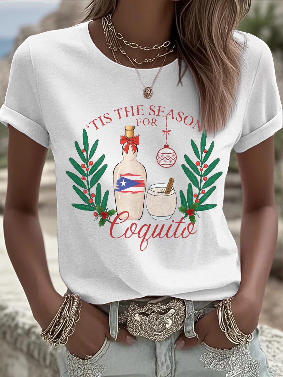 Women's Funny Puerto Rico Christmas Printed Tops
