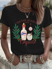 Women's Funny Puerto Rico Christmas Printed Tops