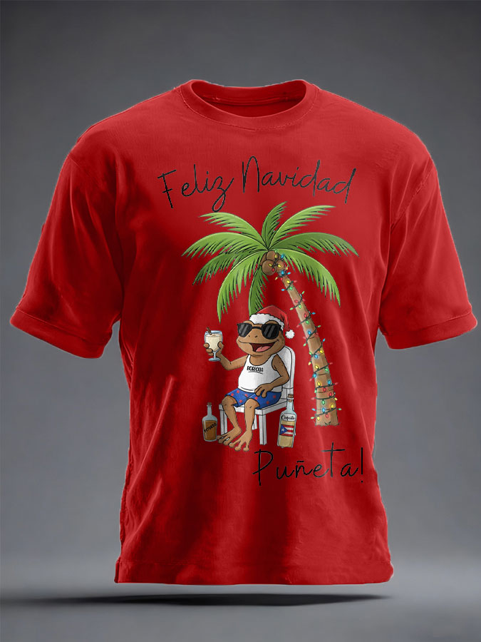 Unisex Christmas Puerto Rico Printed  T-shirt