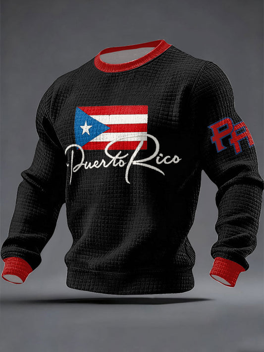 Men's Puerto Rico Flag Art Printed Sweatshirt