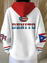 Women's Bunny Football Music Lover Printed Hoodie