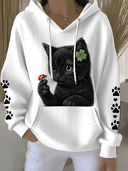 Women's Cat Print Hoodies