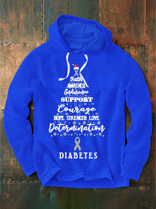 Men's Fatth ABURENESS Enduranco SUPPORT Courage HOPE STRENGTH LOVE Determination DIABETES Hoodie