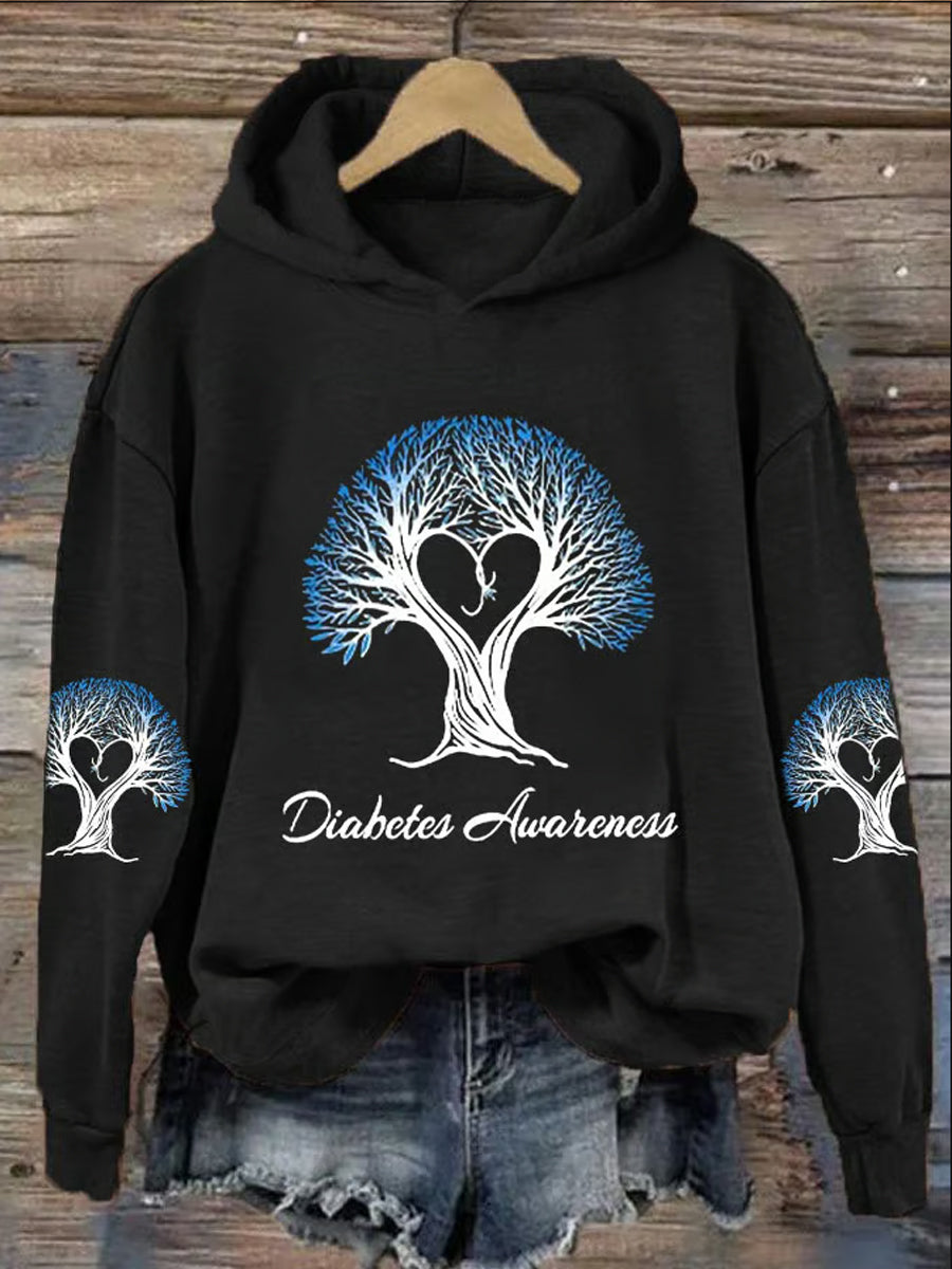 Women's Diabetes Awareness Print Hoodie