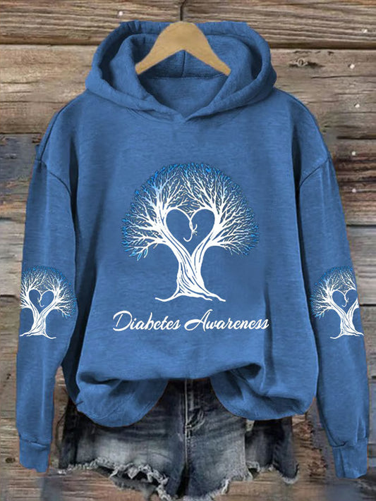 Women's Diabetes Awareness Print Hoodie