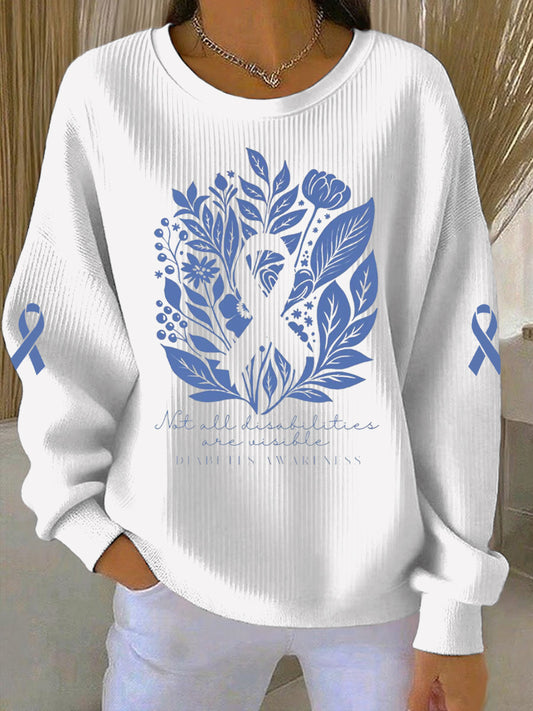 Women's Diabetes Awareness Print Casual Sweatshirt