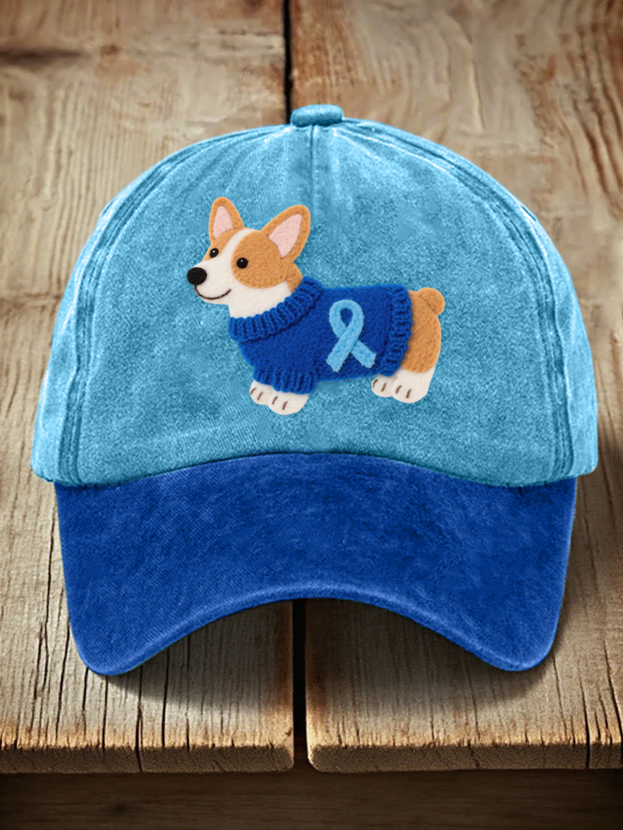 Unisex Felt Art Corgi Pattern Hat