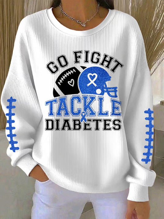 Women's Diabetes Awareness Print Casual Sweatshirt