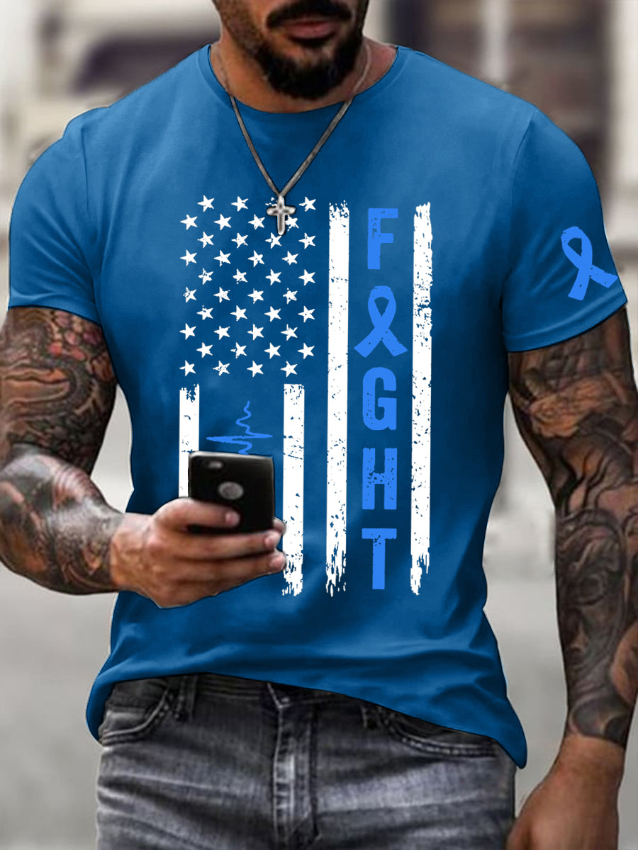 Men's Diabetes Awareness Flag Print T-Shirt