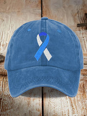 Unisex Printed Diabetes Awareness Washed Distressed Hat