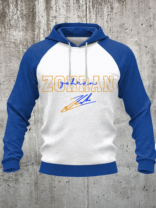 Men's Men's  Zohran Mamdani Build New York with Zohran NYC’s First Muslim Mayor Zohran signature  Velvet Raglan Hoodie Velvet Raglan Hoodie