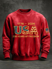 Men's 1776-2026 USA 250 Years Of Freedom Print Sweatshirt