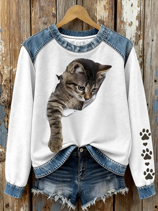 Women's Cat Print Sweatshirts
