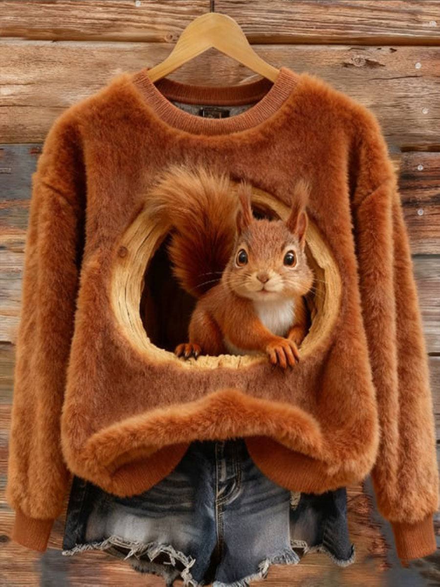 Women's Squirrel Flannel Hoodie