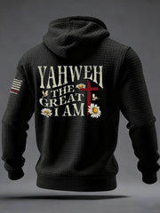 Men's Christian  Yahweh Cross Checkered Cotton Hoodie