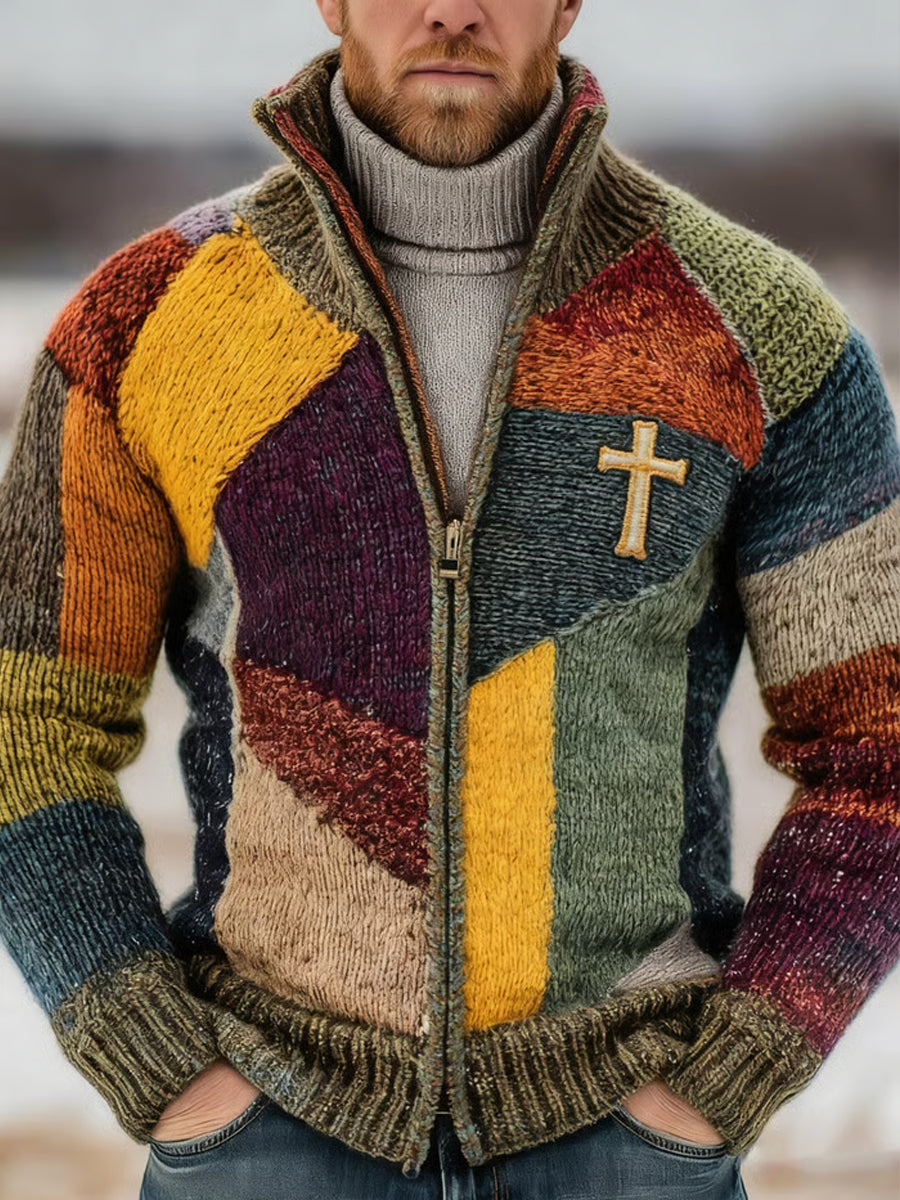 Men's Faith Cross Art Zip-Up Jacket