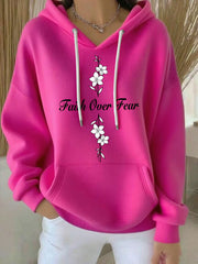 Women's Faith Over Fear Printed Casual Hoodie