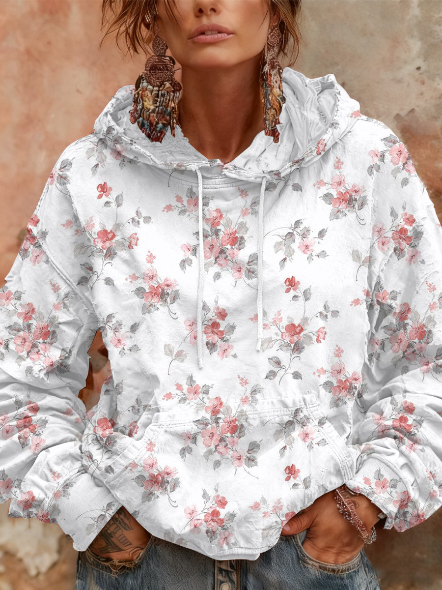 Women's Breast Cancer Pink Print Casual Hoodie