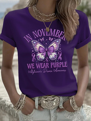 Women's Casual Retro Style: We're Wearing Purple T-Shirts in November