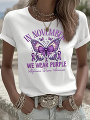 Women's Casual Retro Style: We're Wearing Purple T-Shirts in November
