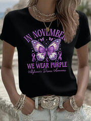 Women's Casual Retro Style: We're Wearing Purple T-Shirts in November