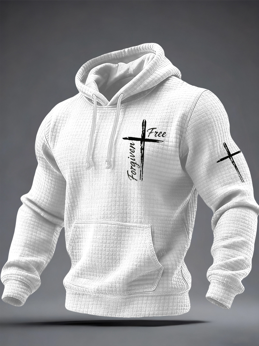 Men's Forgiven and Free Cross Print Sweatshirt